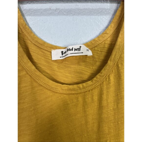 Three Bird Nest Jumpsuit Womens XL Mustard Lounge Jogger Tie Waist Sleeveless - Picture 2 of 8